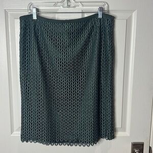 Lafayette 148 olive green lace skirt. So classy.
